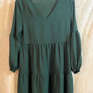 Elegant Green Long Sleeve Dress